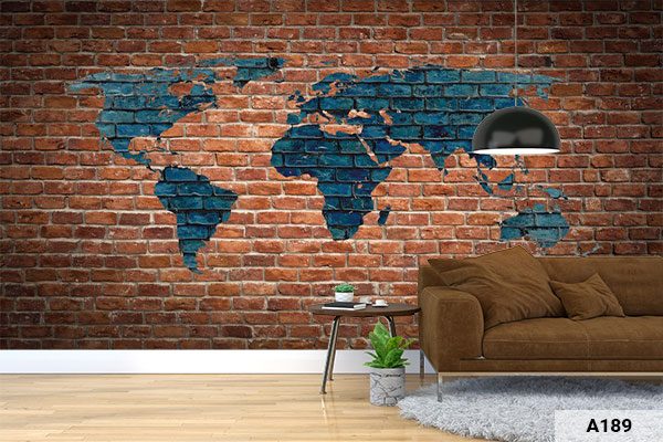 טפט בריקים מפת עולם