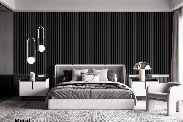 W5175 טפט סרגלי דמוי מתכת שחור